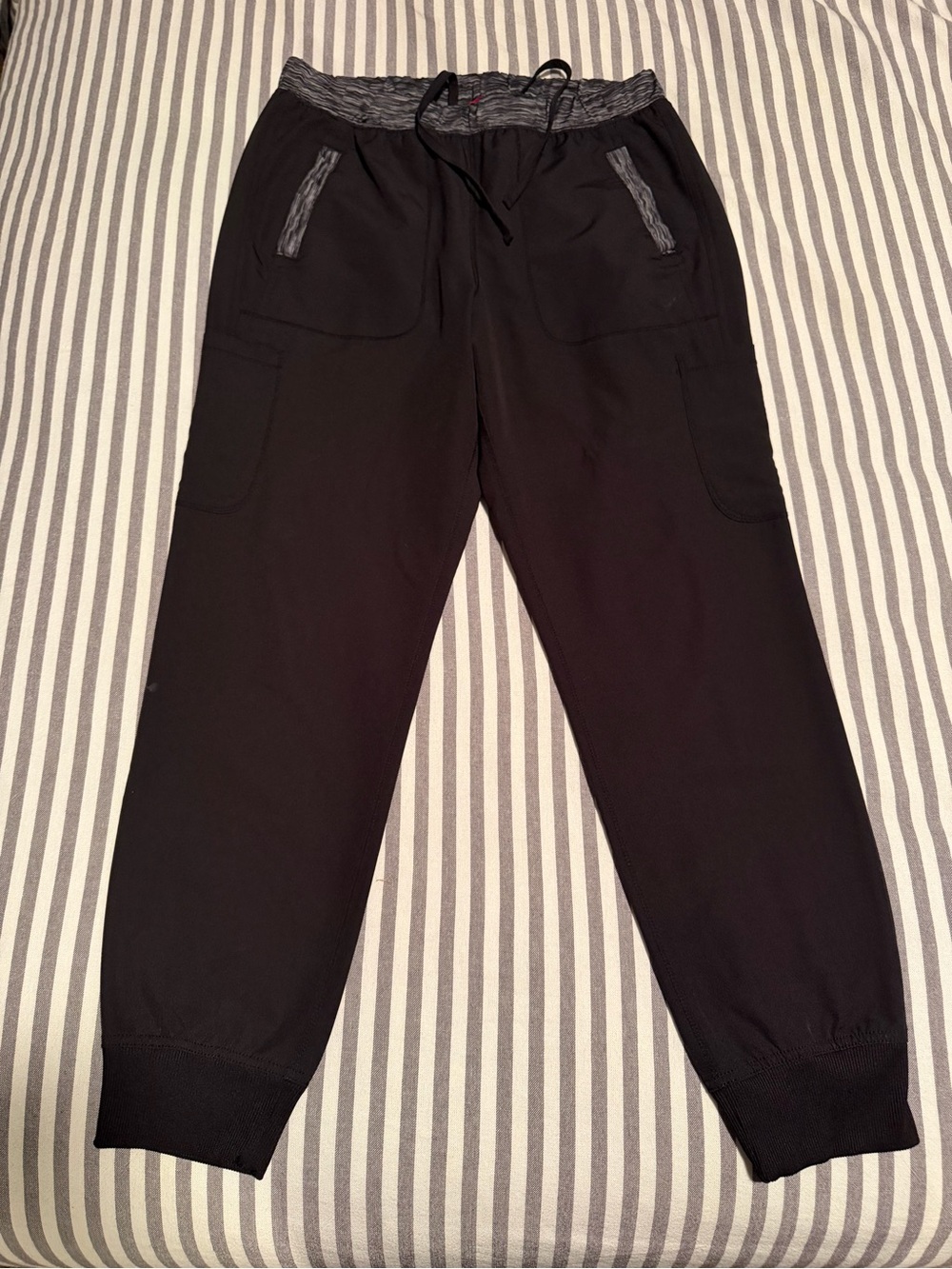 Women's Black Jogger Scrub Pants with Grey Accents